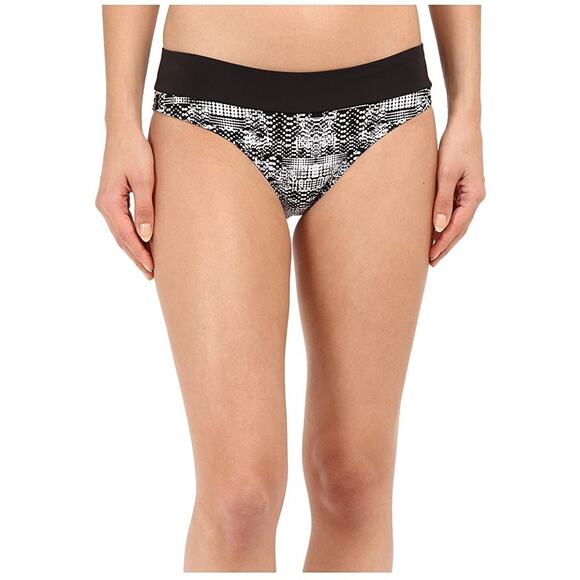 Soybu Black Bikini Athletic Bottom LARGE Geometric Print Modest Sporty NEW - Picture 1 of 6